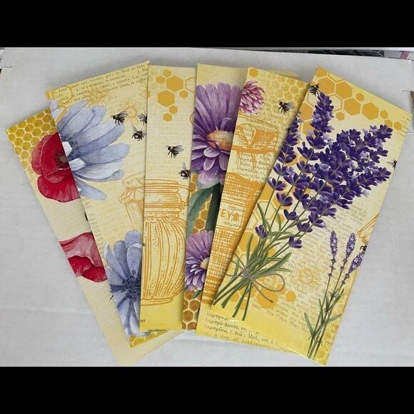SET OF 6 HANDCRAFTED SLIM LINE FLORAL CARDS - Picture 3 of 15